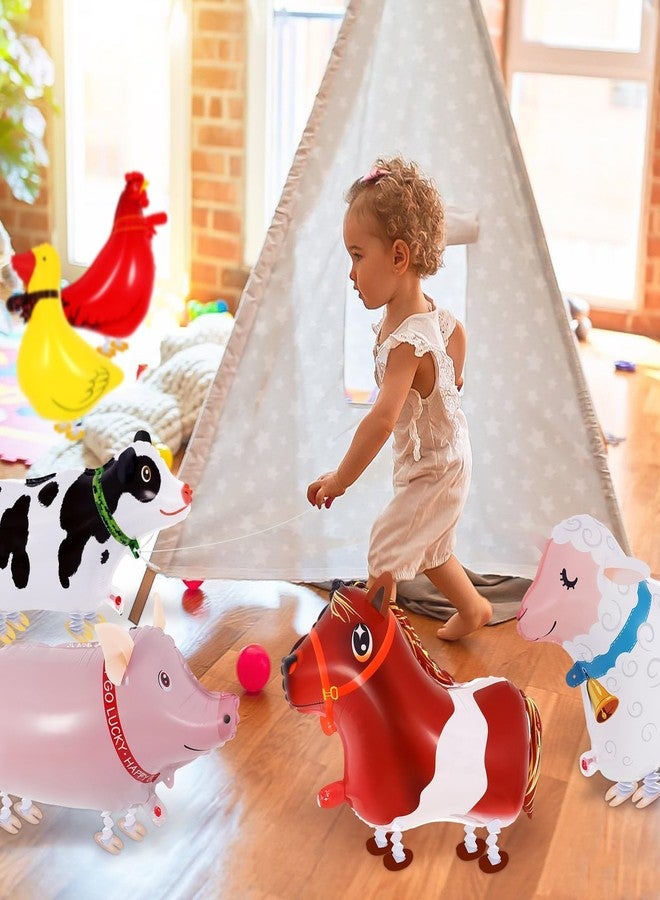 KINYFY 6 Pcs Walking Animal Balloons for Kids,Farm Animal Balloons,Walking Farm Animal Foil Mylar Balloon,Farm Birthday Decorations for Farm Theme Party Supplies (Animal) - Image 3