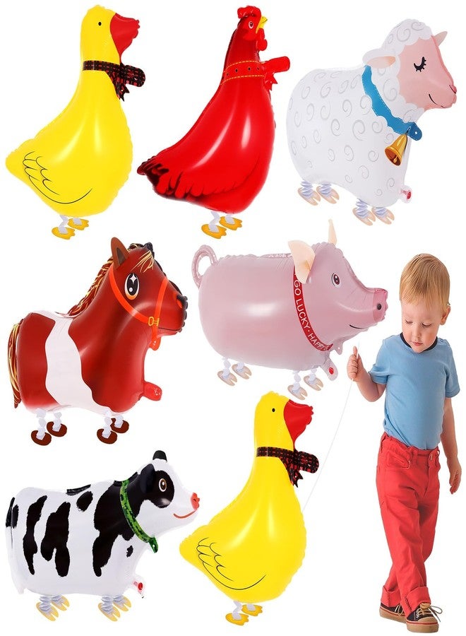 KINYFY 6 Pcs Walking Animal Balloons for Kids,Farm Animal Balloons,Walking Farm Animal Foil Mylar Balloon,Farm Birthday Decorations for Farm Theme Party Supplies (Animal) - Image 1
