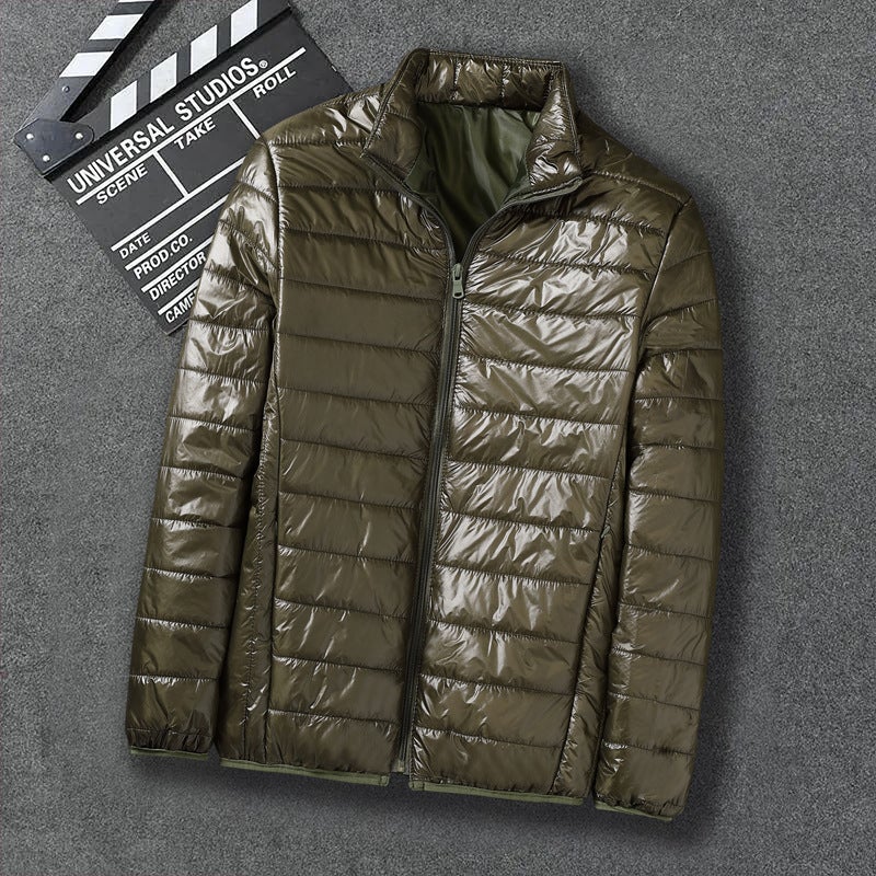 Mens Down Cotton Coat Cropped Lightweight Cotton-padded Jacket Workwear Thickened Youth Padded Vest Winter Decorative Outerwear Gray [hooded]]  - Image 4