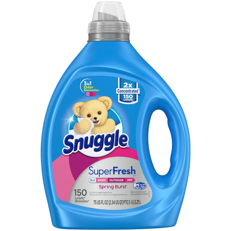 Snuggle Liquid Fabric Softener, SuperFresh Spring Burst, Eliminates Tough Odors, 2X Concentrated, 150 Loads (size may vary) - Image 1