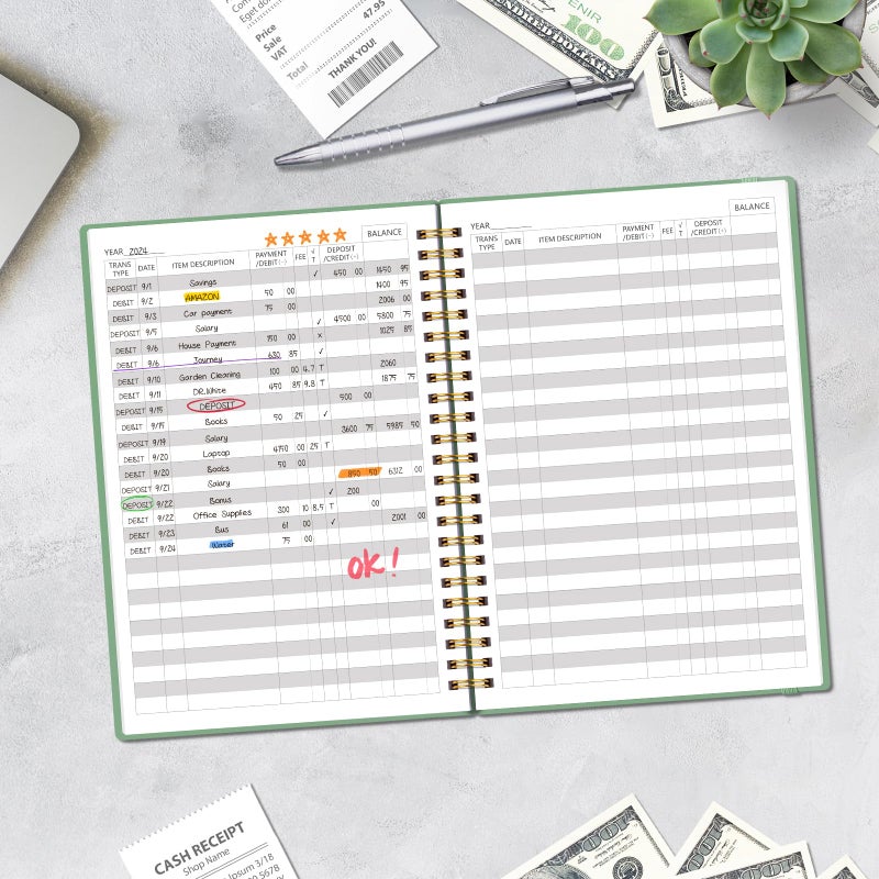 Blugool Accounting Ledger Book for Small Business Bookkeeping & Personal Use, Expense Tracker Notebook for Family Budget, Bookkeeping Record Book, Income and Expense Log Book - 8.4" x 6.1" (Green) - Image 5
