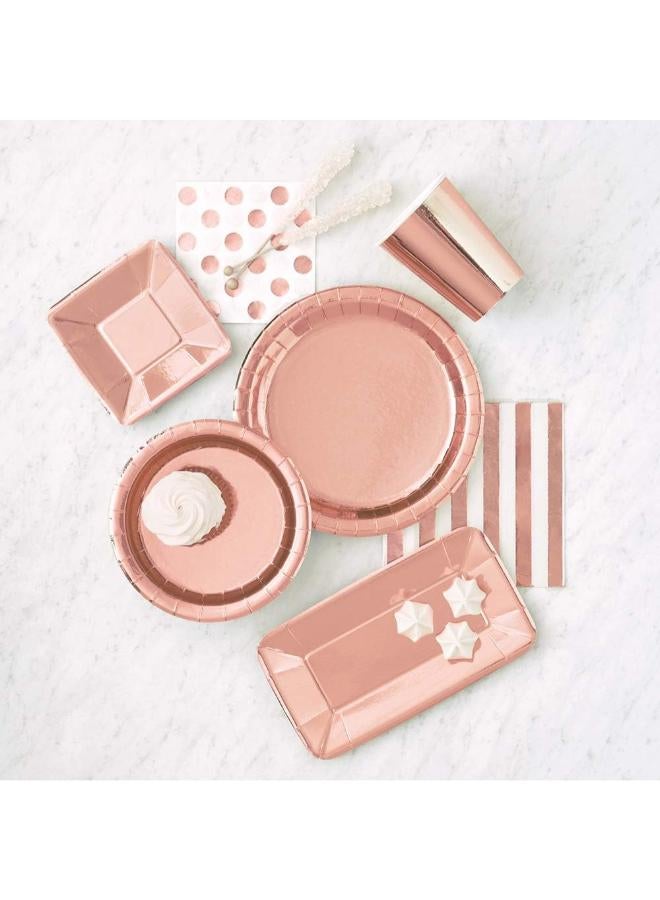 Unique أطباق حفلات كبيرة من ورق الذهب الوردي المعدني - Image 2