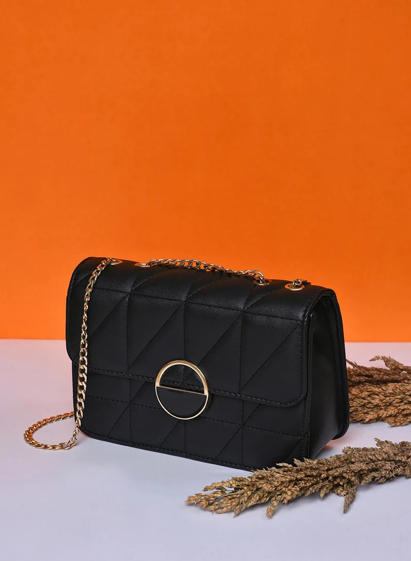Haute Sauce Obsidian Quilted Black & White Cross Body Bag