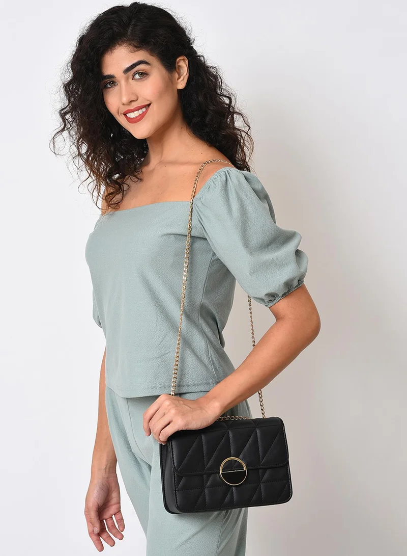 Haute Sauce Obsidian Quilted Black & White Cross Body Bag