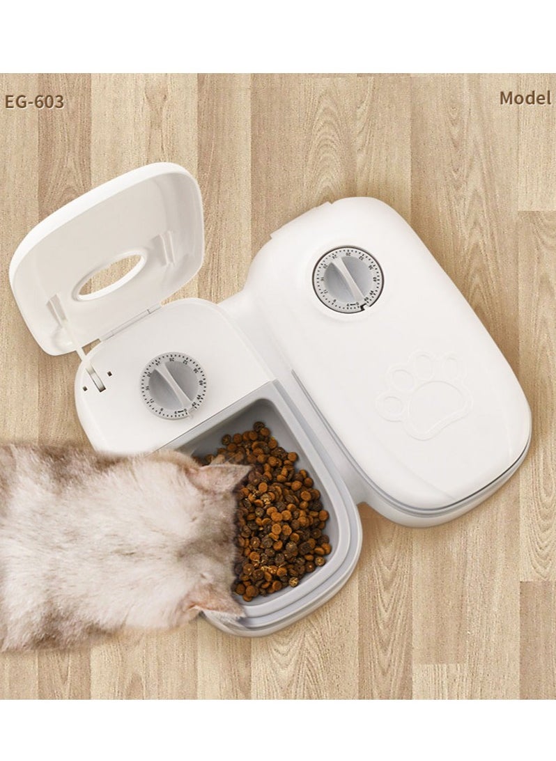 Arabest - Automatic Cat Feeder with Ice Pack - 2-Meal Pet Feeder for Small Dogs - Dry and Wet Food Dispenser for Cats, 48-Hours Timer,350ml  Food Dispenser with 2 Bowl - Image 1