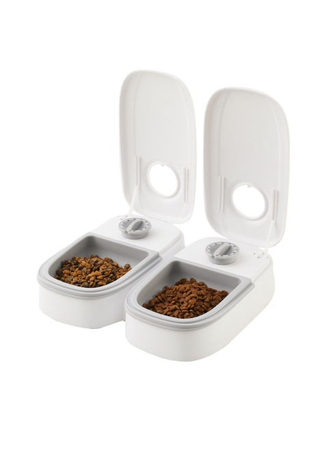 Automatic Cat Feeder with Ice Pack - 2-Meal Pet Feeder for Small Dogs - Dry and Wet Food Dispenser for Cats, 48-Hours Timer,350ml  Food Dispenser with 2 Bowl