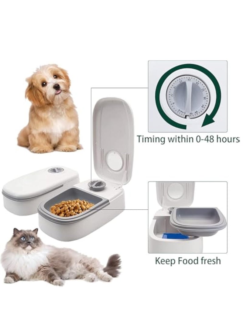 Arabest - Automatic Cat Feeder with Ice Pack - 2-Meal Pet Feeder for Small Dogs - Dry and Wet Food Dispenser for Cats, 48-Hours Timer,350ml  Food Dispenser with 2 Bowl - Image 1