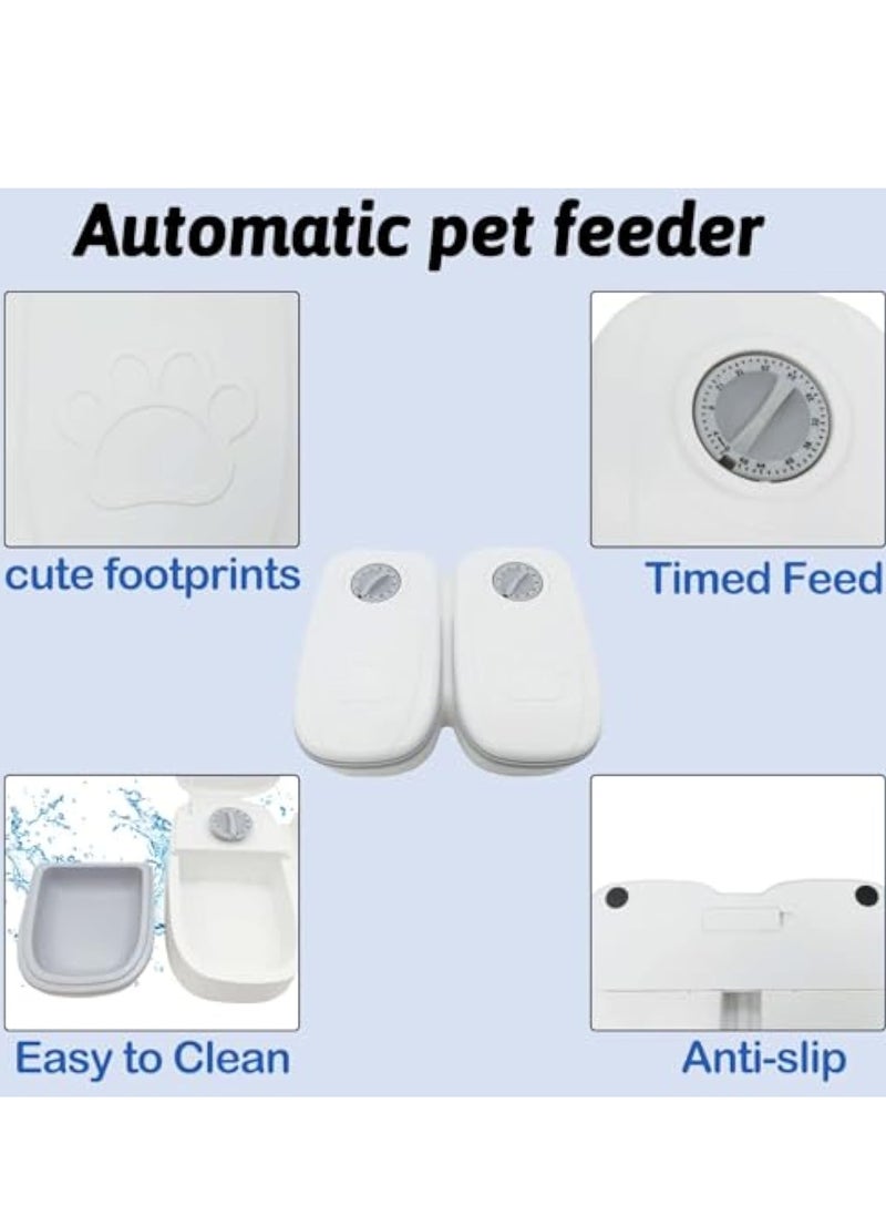 Arabest - Automatic Cat Feeder with Ice Pack - 2-Meal Pet Feeder for Small Dogs - Dry and Wet Food Dispenser for Cats, 48-Hours Timer,350ml  Food Dispenser with 2 Bowl - Image 1