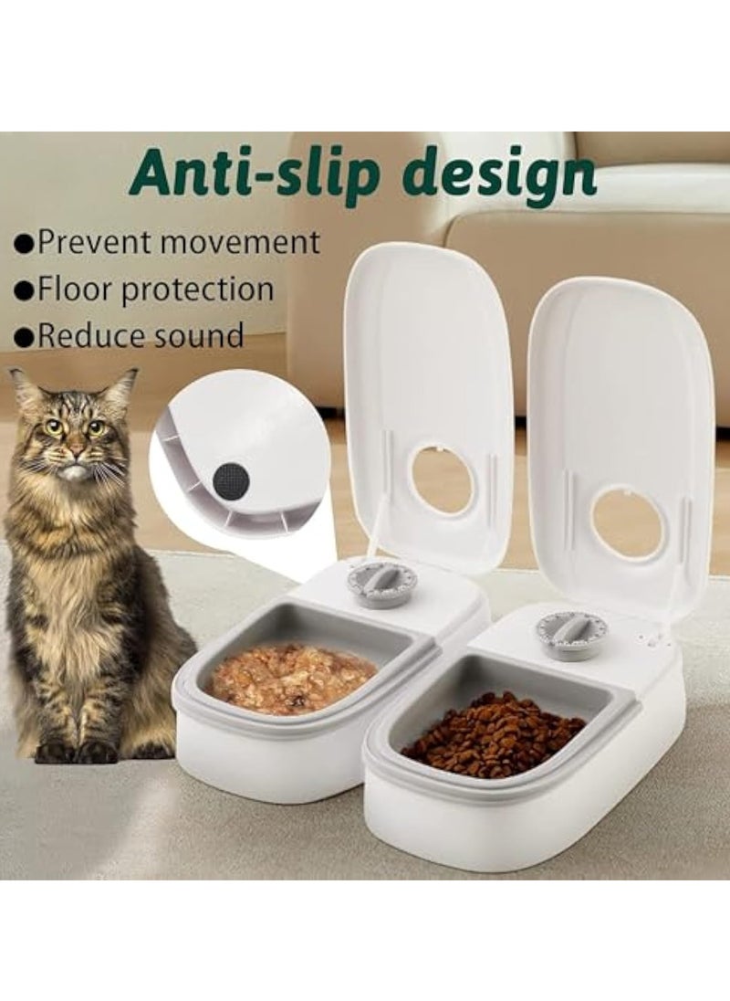 Arabest - Automatic Cat Feeder with Ice Pack - 2-Meal Pet Feeder for Small Dogs - Dry and Wet Food Dispenser for Cats, 48-Hours Timer,350ml  Food Dispenser with 2 Bowl - Image 1