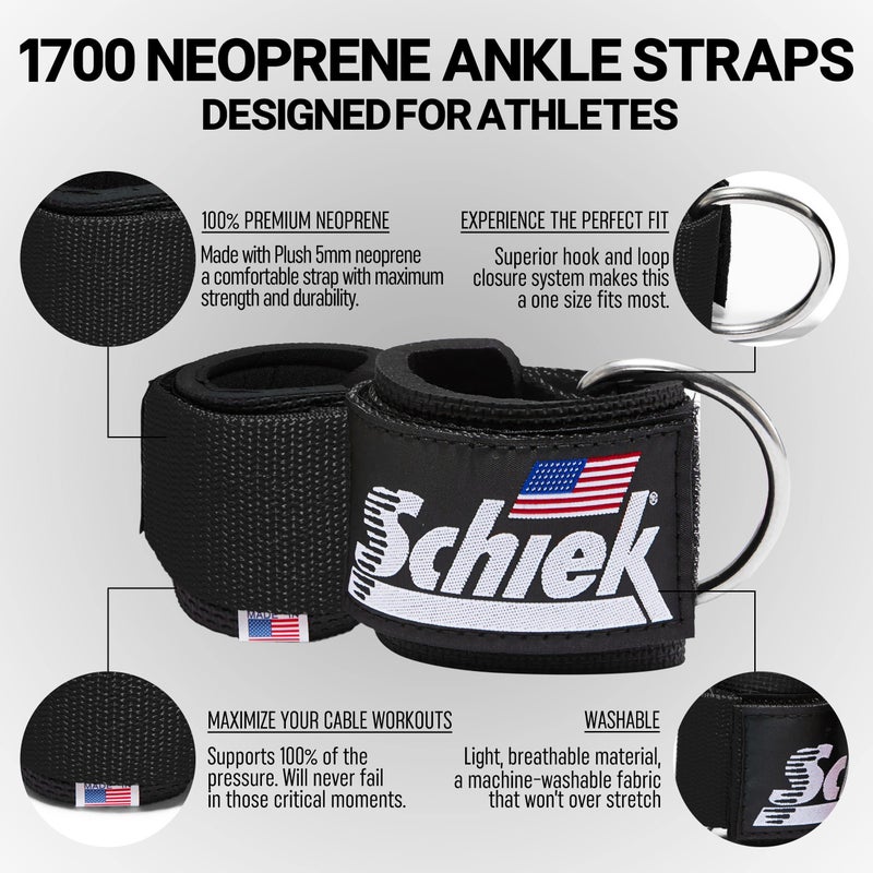Schiek Sports Model 1700 Neoprene Ankle Straps - Durable and Comfortable Fitness Accessories - Image 3