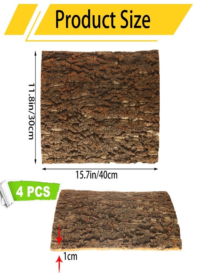 STARVAST 4PCS Cork Terrarium Background 15.7x11.8in Reptile Tank Background Board Habitat Decoration, Natural Cork Large Bark Climbing Mat for Gecko Lizard Tortoise Chameleon - Image 2