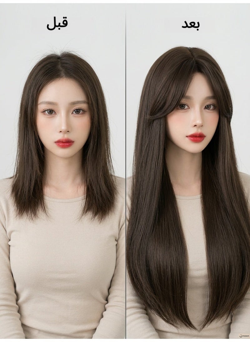 Long Straight Wig with Figure-Eight Bangs & Half Part - Voluminous Modern Style - Image 4