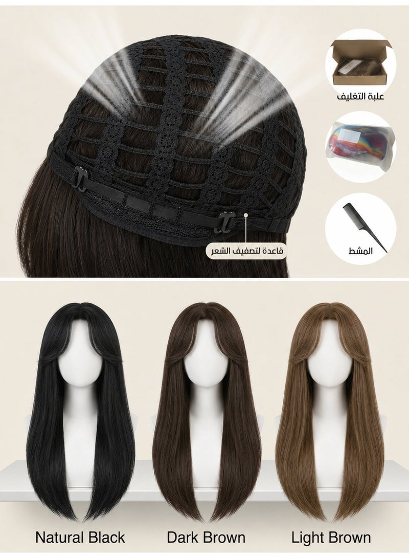 Long Straight Wig with Figure-Eight Bangs & Half Part - Voluminous Modern Style - Image 5