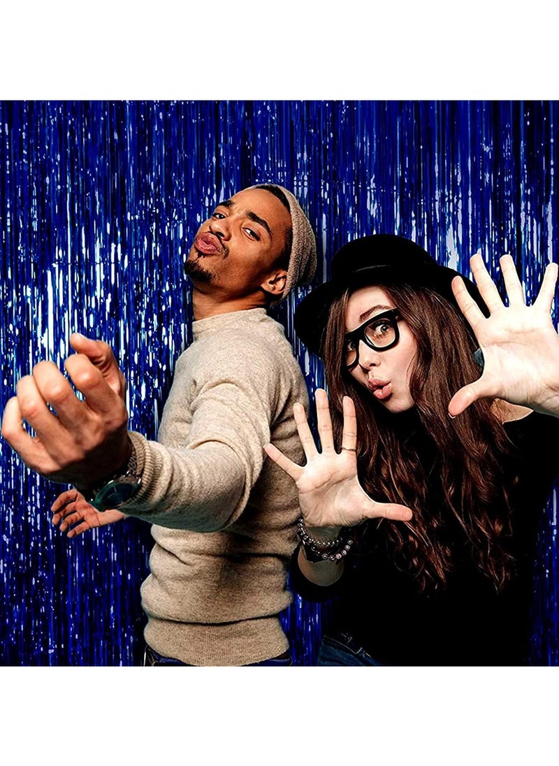 MARKQ Royal Blue Foil Fringe Curtain | 1 x 2-meter Metallic Tinsel Streamers Party Backdrop for Halloween, Baby Shower, Wedding, Eid, Graduation, Birthday Party Decorations [Pack of 1]  - Image 5