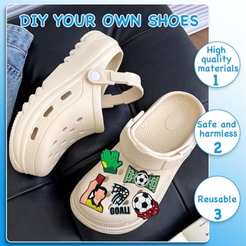 Ahamo 34pcs Football Theme Shoe Charms for Clog Shoes - DIY Style Decoration Buttons, Durable Plastic Shoe Accessories for Women, Men, Kids (Soccer Ball Design) - Image 4
