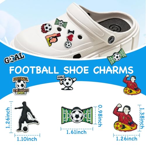 Ahamo 34pcs Football Theme Shoe Charms for Clog Shoes - DIY Style Decoration Buttons, Durable Plastic Shoe Accessories for Women, Men, Kids (Soccer Ball Design) - Image 2