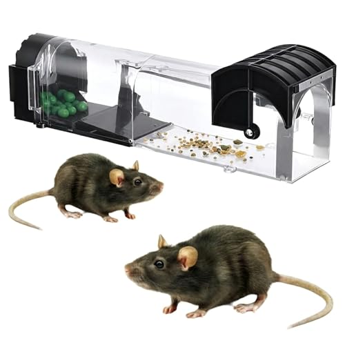 Hian Humane Rat Trap Cage | Reusable No Kill Mouse Trap with Transparent Window | Heavy Duty ABS Rodent Catcher for Home Kitchen Shop Warehouse Indoor Outdoor Use (Black,Pack of 1) - Image 1