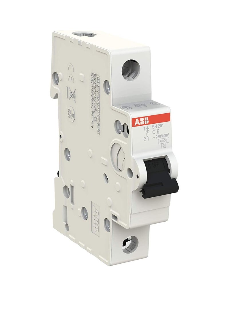 ABB - ABB SH201-C6 Miniature Circuit Breaker, 1 Pole, 6 Amp (ABB2CDS211001R0064) - Image 1