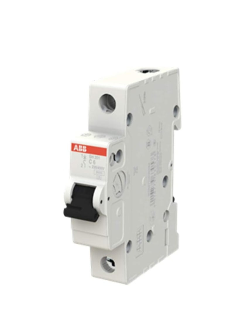 ABB - ABB SH201-C6 Miniature Circuit Breaker, 1 Pole, 6 Amp (ABB2CDS211001R0064) - Image 1