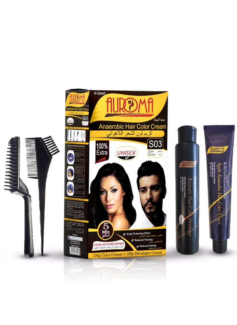 AUROMA Auroma Ammonia free Hair Color S03 Dark Brown  - Image 1