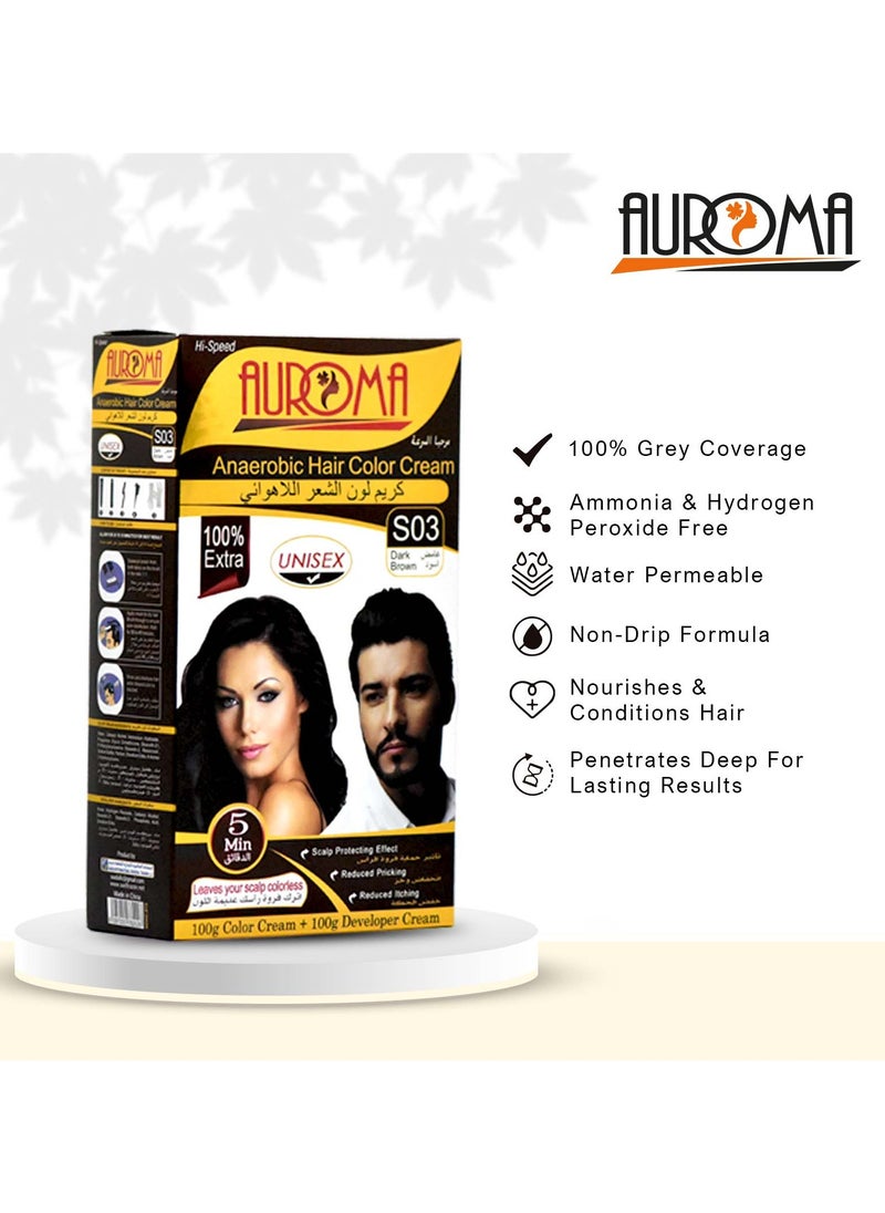 AUROMA Auroma Ammonia free Hair Color S03 Dark Brown  - Image 2