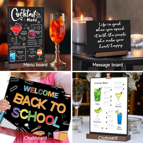 Kivsty Tabletop Chalkboard with Wood Stand - 3 Pack, 8 x 12 Inch Double Sided Blackboard Food Signs Menu Message Boards for Coffee Bar, Lemonade Stand, Party Decoration - Vertical Back - Image 4