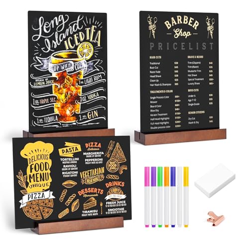 Kivsty Tabletop Chalkboard with Wood Stand - 3 Pack, 8 x 12 Inch Double Sided Blackboard Food Signs Menu Message Boards for Coffee Bar, Lemonade Stand, Party Decoration - Vertical Back - Image 1