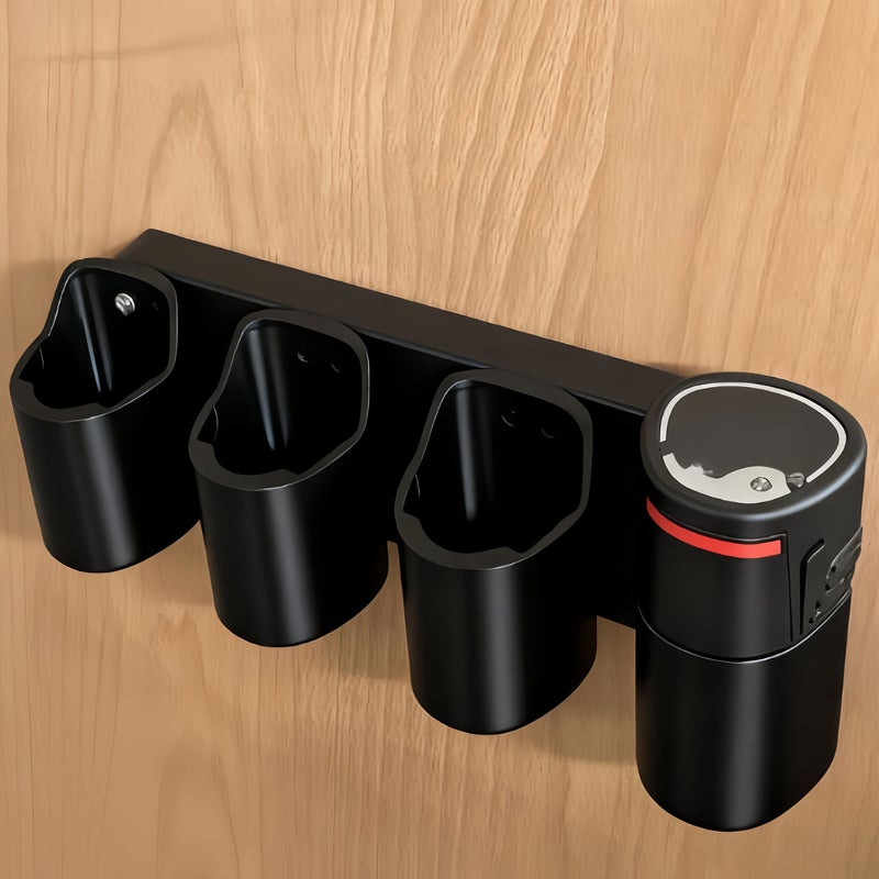 Black 12V Charger Wall Mount Durable Plastic Storage Rack Easy Install No Tools - Image 1
