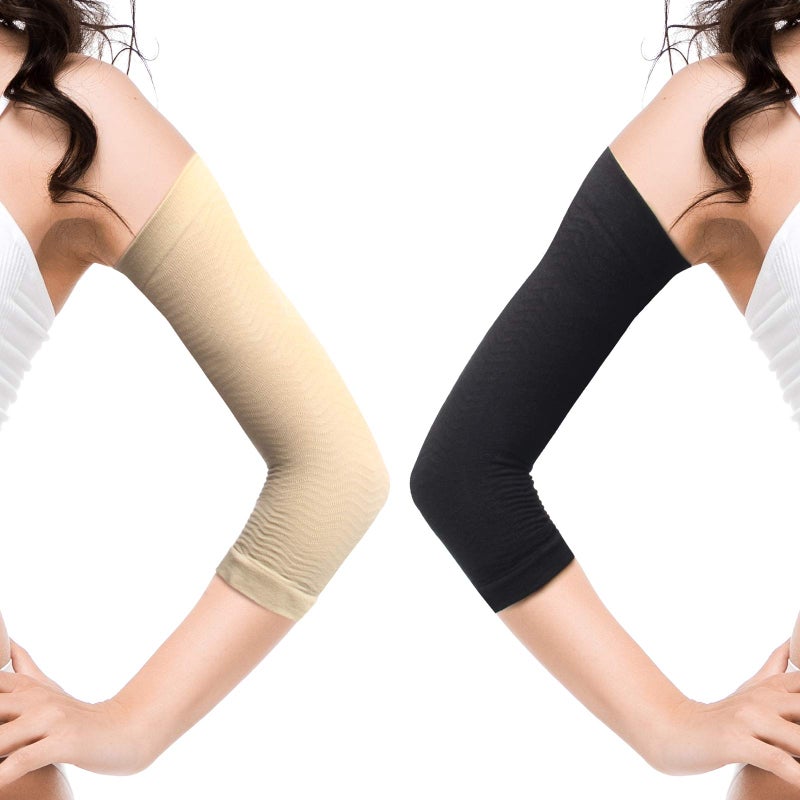 Adecco LLC 2 Pair Slimming Compression Arm Slimming Shaper Helps Lose Arm Fat Tone Arm Shaping Sleeves for Women