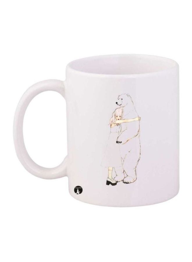RYN Cartoon Printed Coffee Mug White/Beige