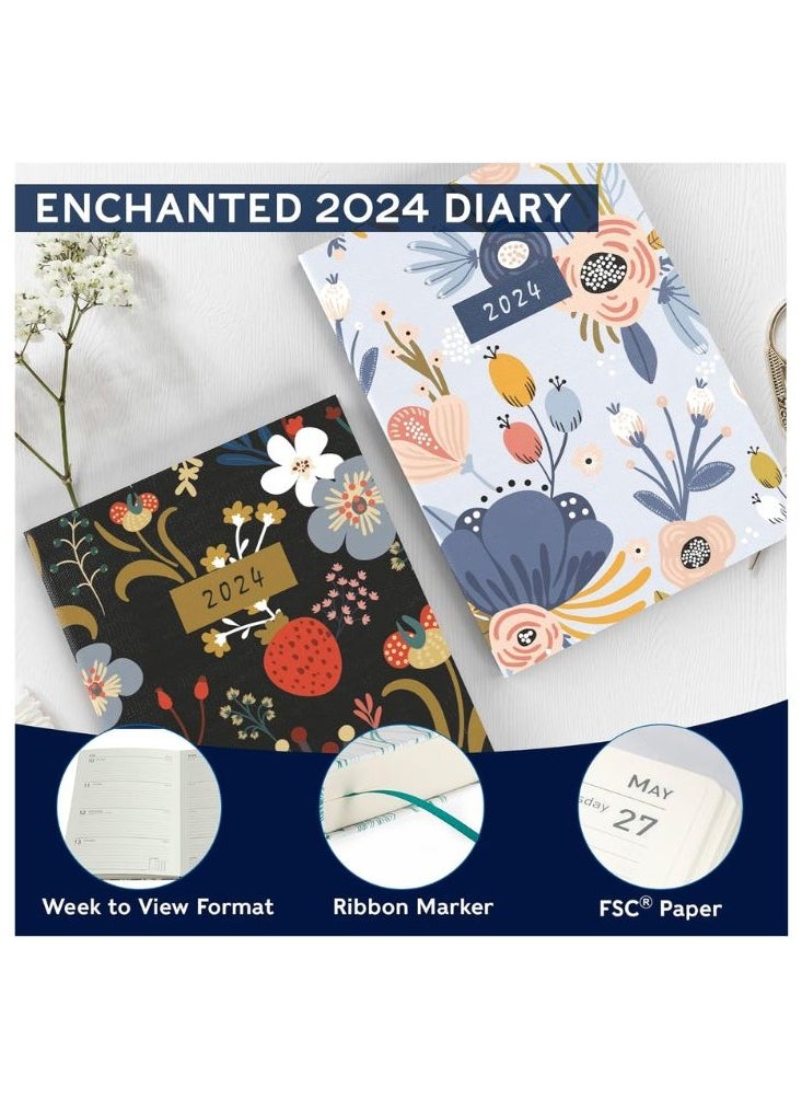 Collins Enchanted 2024 Diary Pocket Week To View Diary - Lifestyle Planner and Organiser for Office, Work, Personal and Home - January to December 2024 Diary - Weekly - Black - ENSP3.99-24