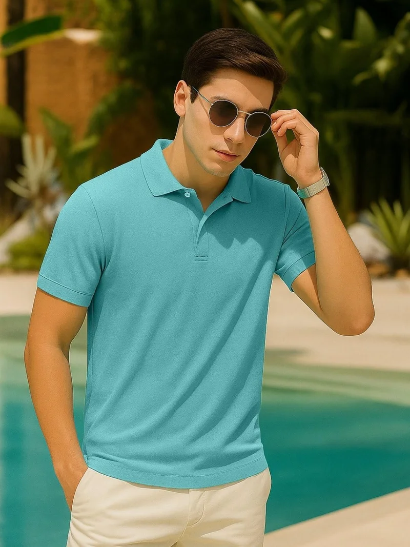 NOBERO  Men's Cotton Solid Regular Fit Polo Shirt for Men | Best Price UAE