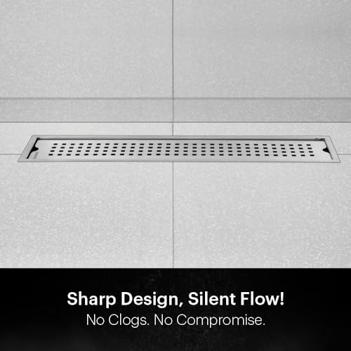 Johnson Bathrooms Johnson Sigma 4x18 inches Rectangle Shower Drain Channel | SS304 Grade Vertical Water Drain Channel| Floor Drain for Bathroom with Cockroach Trap | 2 Year Warranty (T3391C1- Stainless Steel) - Image 3
