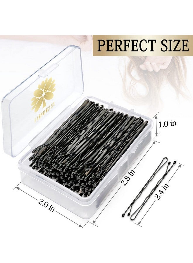 كان برنسيس 100 قطعة دبابيس بوبي 2.4 بوصة سوداء، دبابيس بوبي خالية من الألم لجميع أنواع الشعر، دبابيس شعر للنساء والفتيات، دبابيس شعر للكعكات مع صندوق (أسود) - Image 2