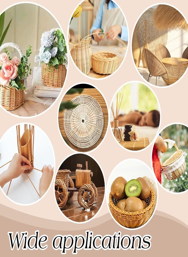 AHANDMAKER 10M/32ft Basket Weaving Round Strands 2mm Natural Rattan Wicker Strips for Basket Furniture Making Chair Weaving Repairing DIY Craft, PapayaWhip - Image 5