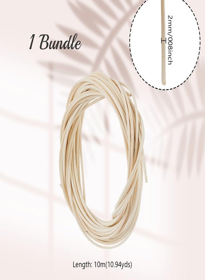 AHANDMAKER 10M/32ft Basket Weaving Round Strands 2mm Natural Rattan Wicker Strips for Basket Furniture Making Chair Weaving Repairing DIY Craft, PapayaWhip - Image 3
