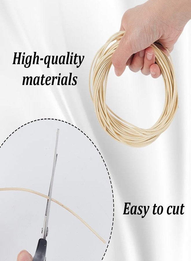 AHANDMAKER 10M/32ft Basket Weaving Round Strands 2mm Natural Rattan Wicker Strips for Basket Furniture Making Chair Weaving Repairing DIY Craft, PapayaWhip - Image 2