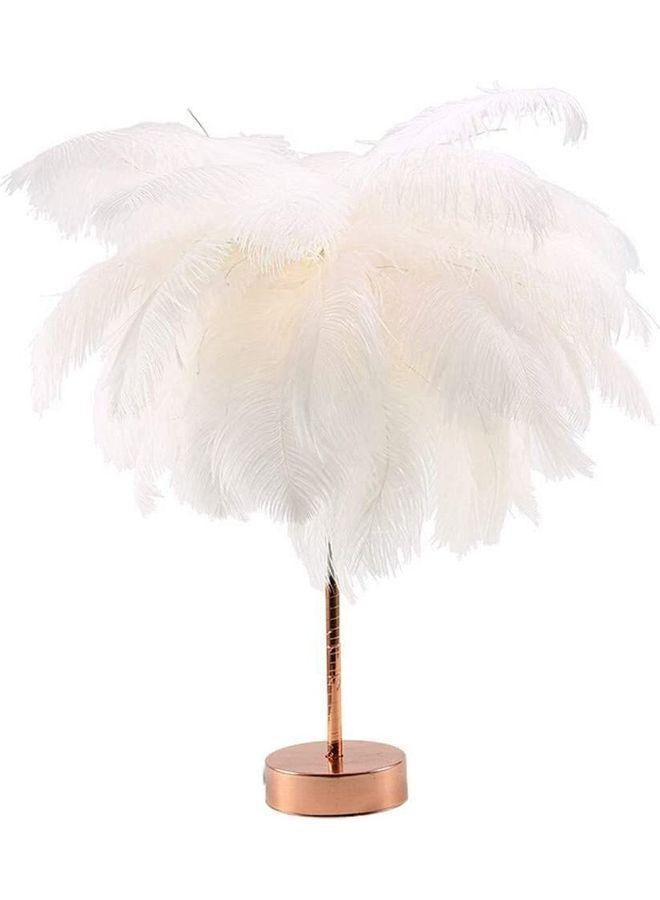 Decorative LED Bedside Feather Design Table Lamp White/Rose Gold - Image 1
