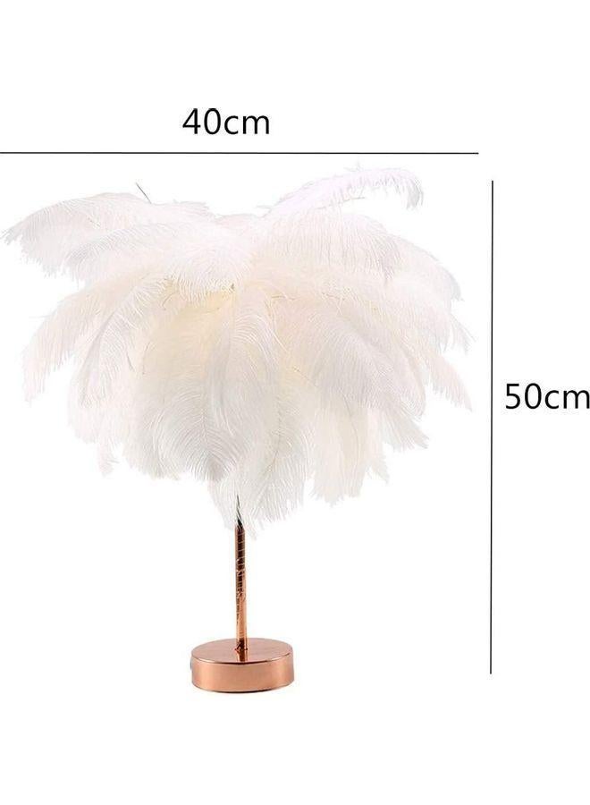 Decorative LED Bedside Feather Design Table Lamp White/Rose Gold - Image 2
