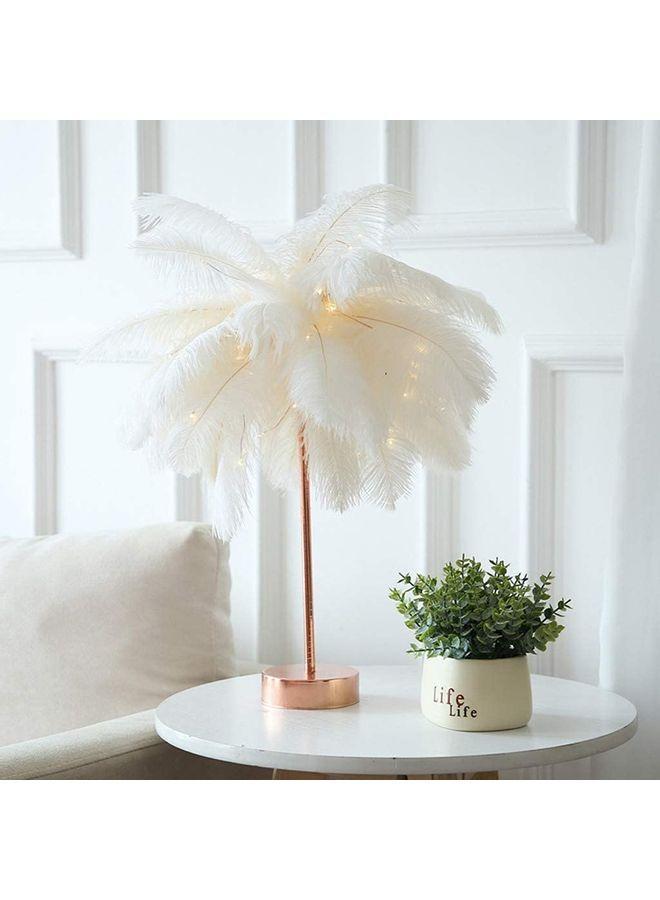 Decorative LED Bedside Feather Design Table Lamp White/Rose Gold - Image 4