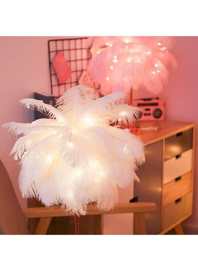 Decorative LED Bedside Feather Design Table Lamp White/Rose Gold - Image 5