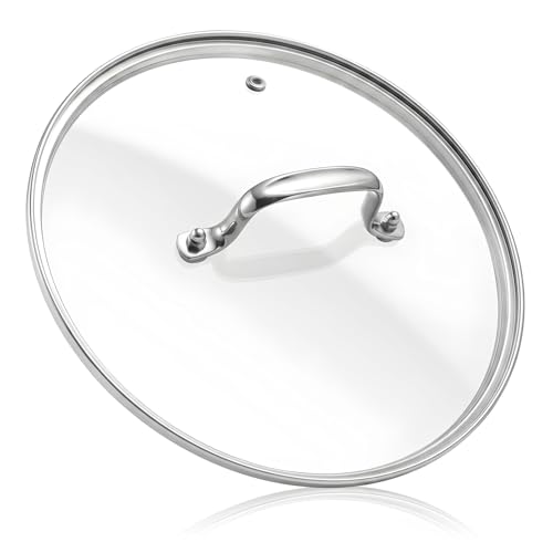 MOJIRE 11 IN Glass Lid with Stainless Steel Handle for Frying Pan, Tempered Replacement Cover Compatible for All Cookware for Skillets, Round Cast Iron Aluminium, Stainless Steel Pans & Pots 276mm-292mm - Image 1