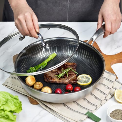 MOJIRE 11 IN Glass Lid with Stainless Steel Handle for Frying Pan, Tempered Replacement Cover Compatible for All Cookware for Skillets, Round Cast Iron Aluminium, Stainless Steel Pans & Pots 276mm-292mm - Image 2