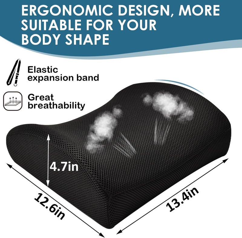 HomDSim Memory Foam Lumbar Cushion for Lower Back Support - Black - Image 2