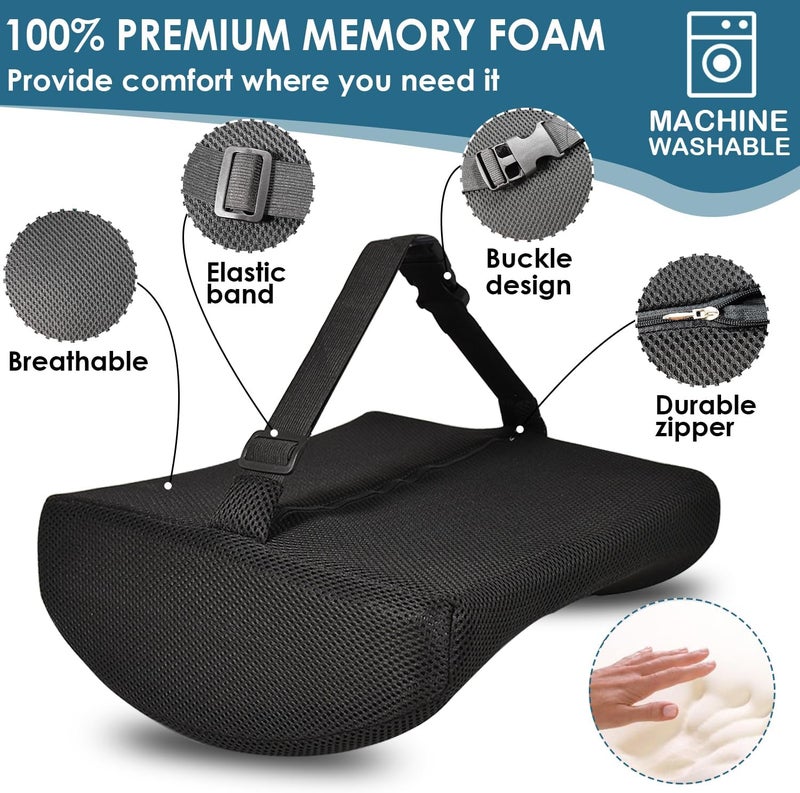 HomDSim Memory Foam Lumbar Cushion for Lower Back Support - Black - Image 3