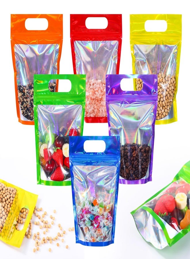 Sinload 120 Pcs Plastic Gift Bag Bulk Resealable Party Goodie Bag with Clear Window Color Favor Pouch with Handle for Home Birthday Wedding Party Candy Gift Wrap Supplies(Laser,5.5 x 8.7 Inch) - Image 1