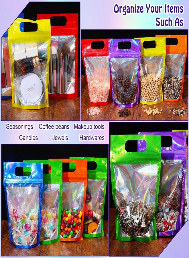 Sinload 120 Pcs Plastic Gift Bag Bulk Resealable Party Goodie Bag with Clear Window Color Favor Pouch with Handle for Home Birthday Wedding Party Candy Gift Wrap Supplies(Laser,5.5 x 8.7 Inch) - Image 4