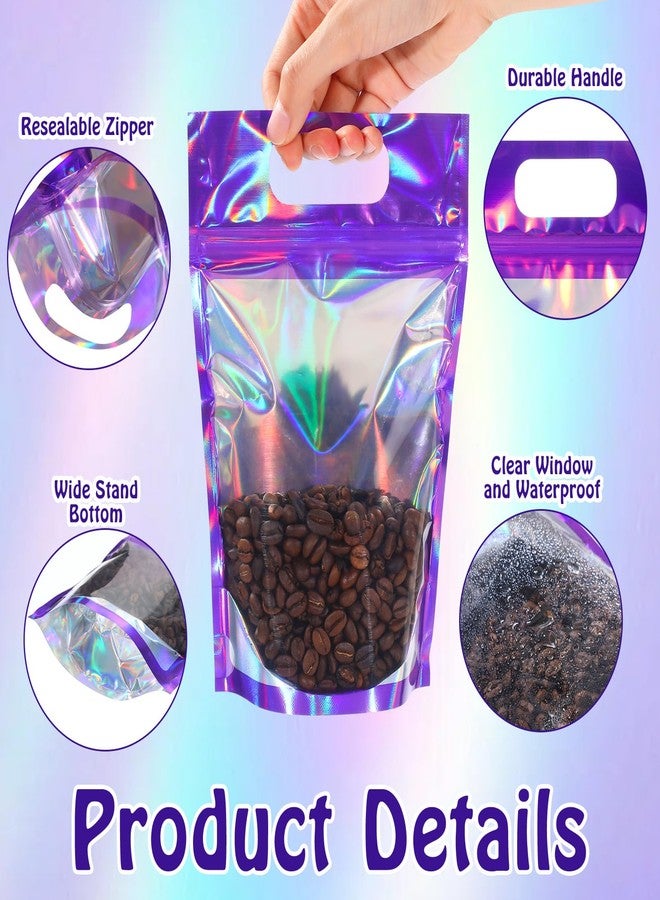 Sinload 120 Pcs Plastic Gift Bag Bulk Resealable Party Goodie Bag with Clear Window Color Favor Pouch with Handle for Home Birthday Wedding Party Candy Gift Wrap Supplies(Laser,5.5 x 8.7 Inch) - Image 3