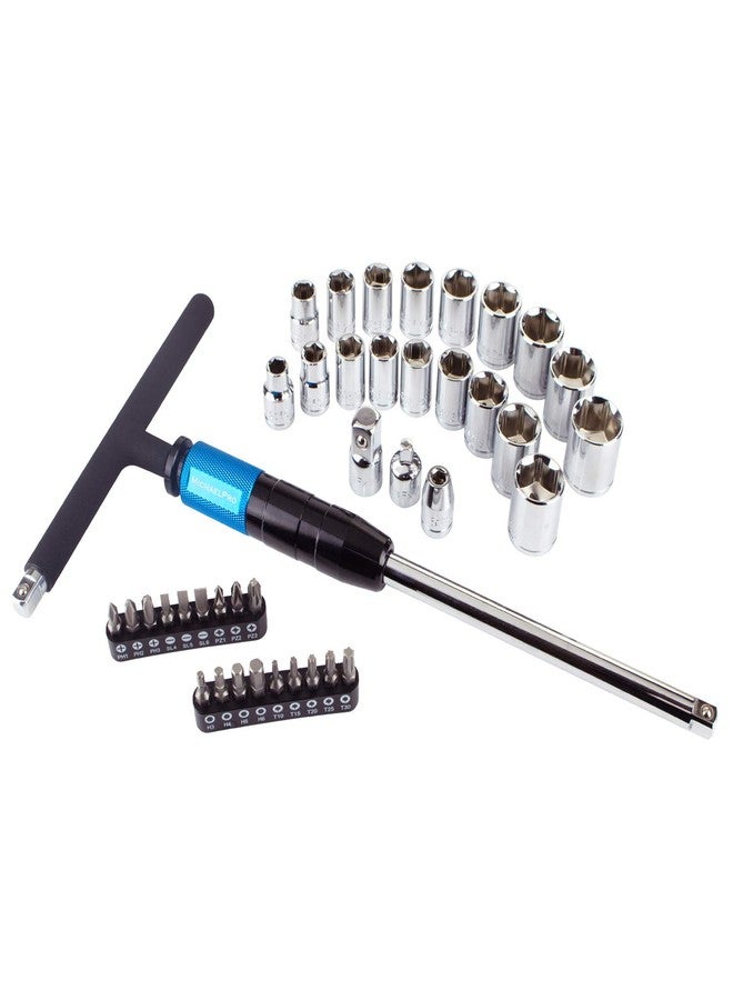 MichaelPro مجموعة مفاتيح ربط سريعة الدوران بمقبض على شكل حرف T من MichaelPro MP009056، 40 قطعة، مقاس 3/8 بوصة، مزودة بمقابس ورؤوس سداسية، ومحولات، ومجموعة مفاتيح ربط على شكل حرف T بأحجام قياسية ومترية. - Image 1