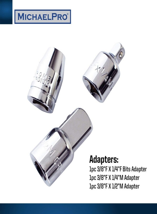 MichaelPro مجموعة مفاتيح ربط سريعة الدوران بمقبض على شكل حرف T من MichaelPro MP009056، 40 قطعة، مقاس 3/8 بوصة، مزودة بمقابس ورؤوس سداسية، ومحولات، ومجموعة مفاتيح ربط على شكل حرف T بأحجام قياسية ومترية. - Image 3
